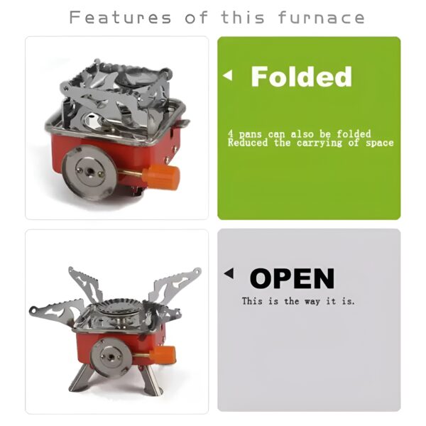 Camping Stoves Folding Outdoor Gas Stove Card Type Palm Square furnace - Image 6