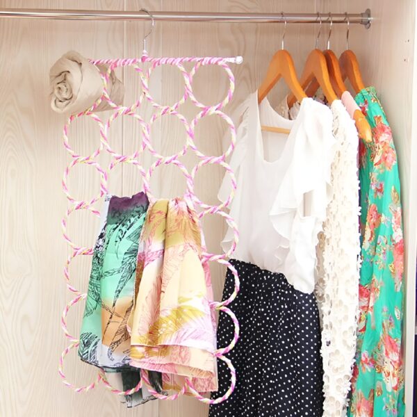 Multipurpose Scarf Hanger / Organizer Holder with 28 Holes Ideal for Hanging ties, mufflers, belts, Dupatta - Image 3