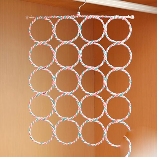 Multipurpose Scarf Hanger / Organizer Holder with 28 Holes Ideal for Hanging ties, mufflers, belts, Dupatta - Image 6