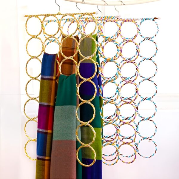 Multipurpose Scarf Hanger / Organizer Holder with 28 Holes Ideal for Hanging ties, mufflers, belts, Dupatta - Image 5
