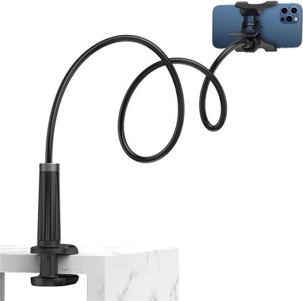Gooseneck Phone Holder 360 Adjustable Lazy Holder Mount Clamp with Sturdy Flexible Long Arm (Black) - Image 4