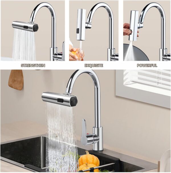 Multifunctional Kitchen Sink Waterfall Faucet Pressurized Shower Bubbler Splash