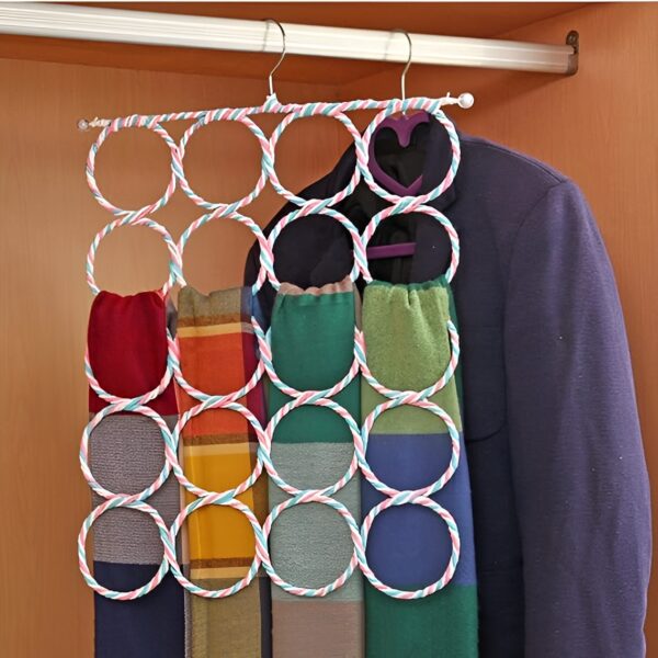 Multipurpose Scarf Hanger / Organizer Holder with 28 Holes Ideal for Hanging ties, mufflers, belts, Dupatta