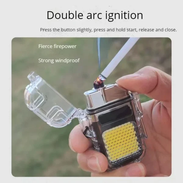 Transparent ARC Electric Lighter USB Camping COB Light Rechargeable Waterproof - Image 7