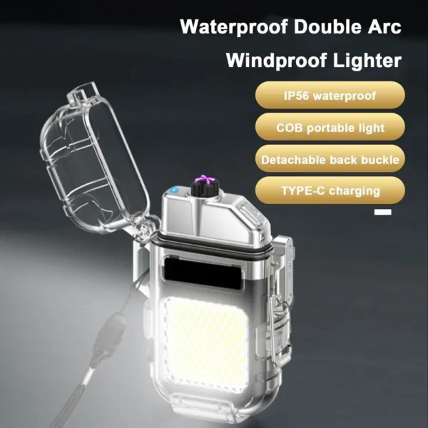 Transparent ARC Electric Lighter USB Camping COB Light Rechargeable Waterproof - Image 9