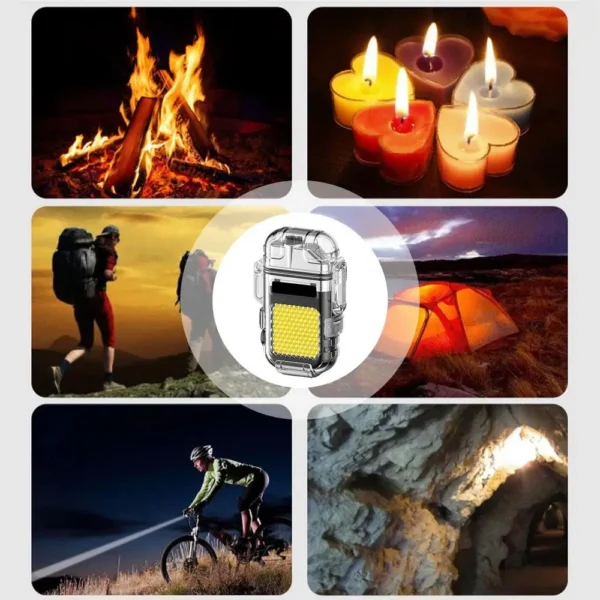 Transparent ARC Electric Lighter USB Camping COB Light Rechargeable Waterproof - Image 10