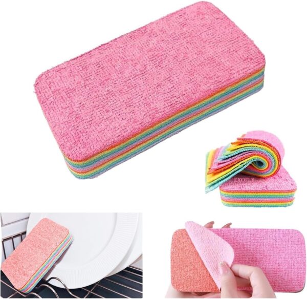 Multi Layer Tearable Rainbow Rag, Reusable Dual Sided Dish Sponge