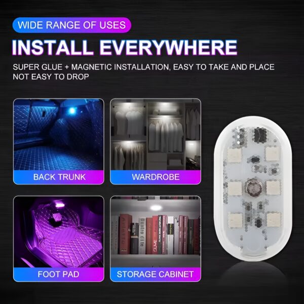 Universal RGB Touch Car Led Interior Lights, USB Rechargeable - Image 7