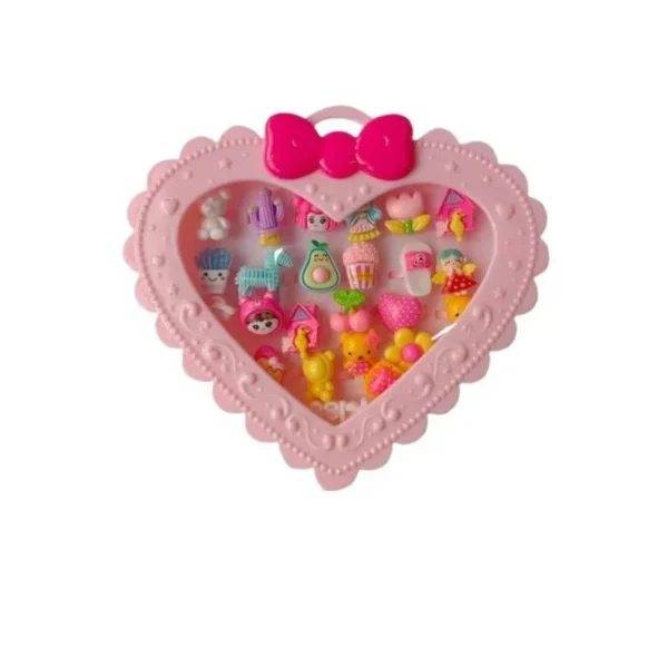 Pack of 24 Cute Rings in Heart Shape Box - Image 2