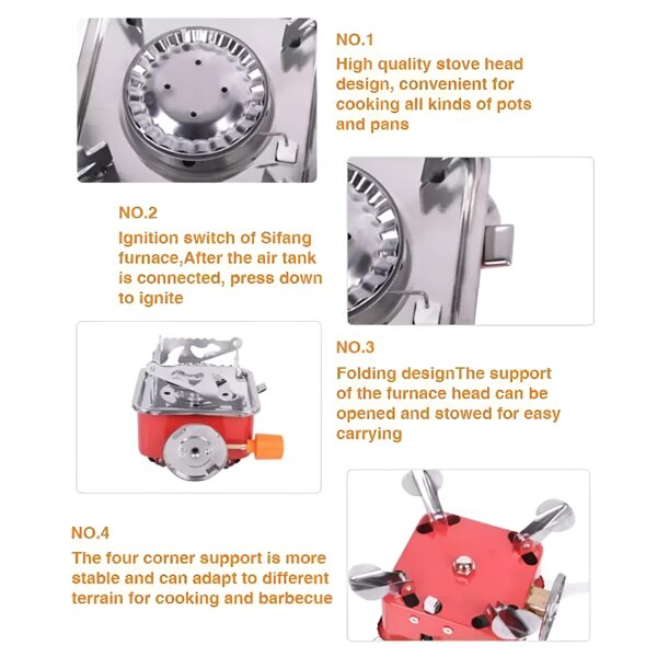 Camping Stoves Folding Outdoor Gas Stove Card Type Palm Square furnace - Image 7