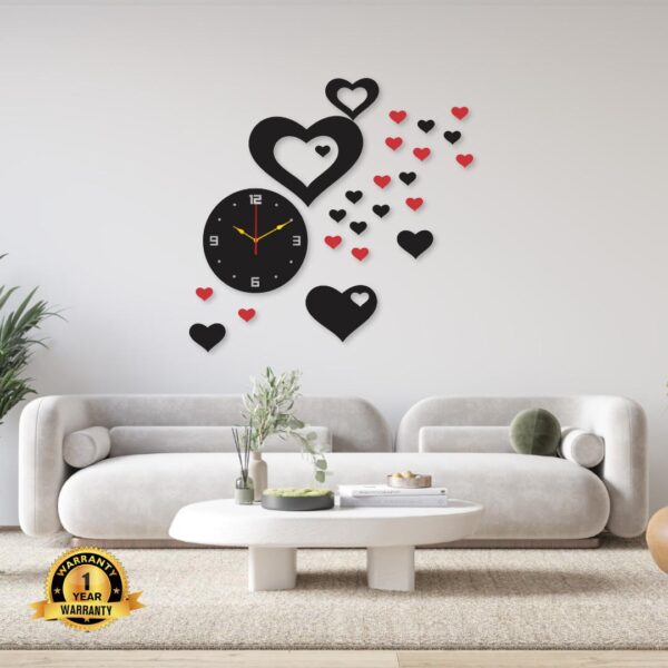 Red Heart clock  Wall Clock I Wall clocks for bedroom I Quartz Watch DIY Design - Image 3