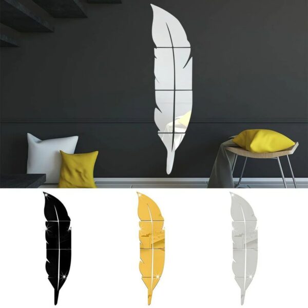 Silver Leaf Mirror silver Home Wall art - Image 2
