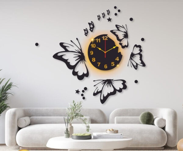 Butterfly clock with light DIY clock